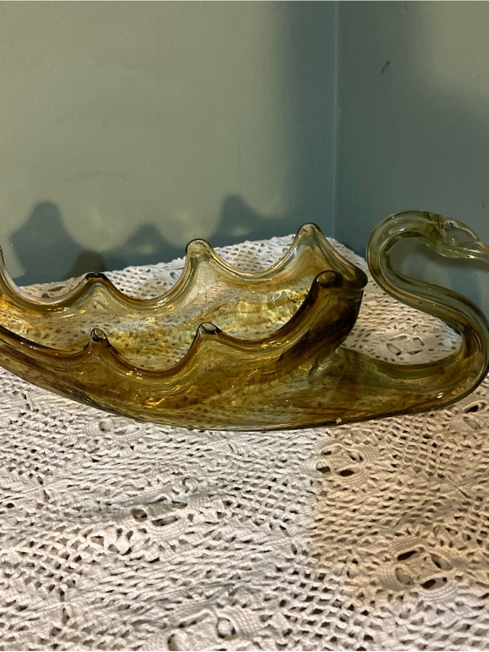 Vintage Art Glass LARGE SWAN Hand Blown CENTERPIECE Italian Murano Multi-Color